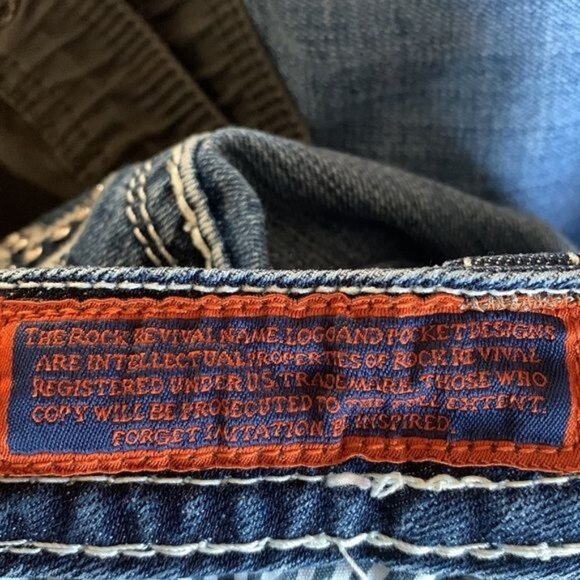 Rock Revival Sasha P31 Bootcut Jeans Womens 29 Dark Wash Distressed Denim Embroi - Picture 3 of 15